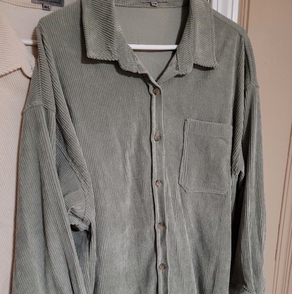 Sage Green Corduroy Button Down - Picture 5 of 6
